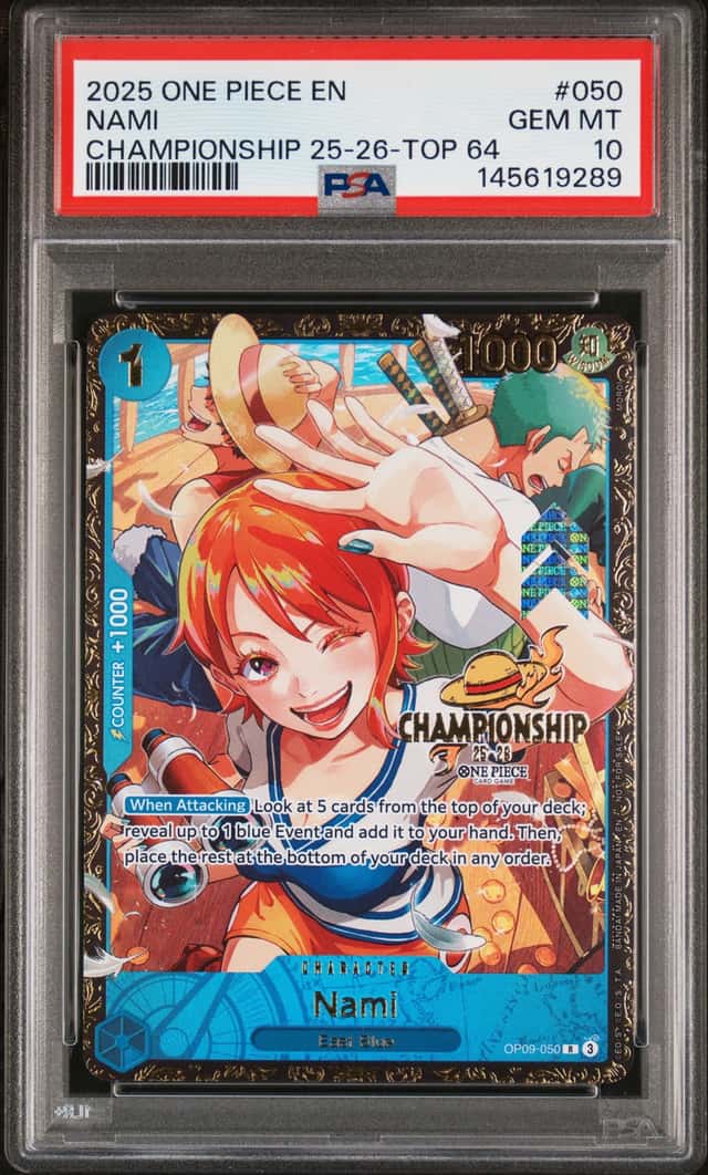 2025 One Piece Championship 25-26 Nami Top 64 Prize #OP09-050 PSA 10 GEM MINT