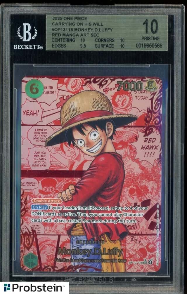 2025 One Piece OP13 EN Red Manga Alt Art #118 Monkey D. Luffy BGS 10 PRISTINE