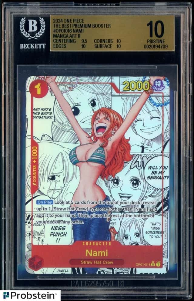 2024 One Piece The Best Premium Booster Nami Manga Alt Art BGS 10 PRISTINE