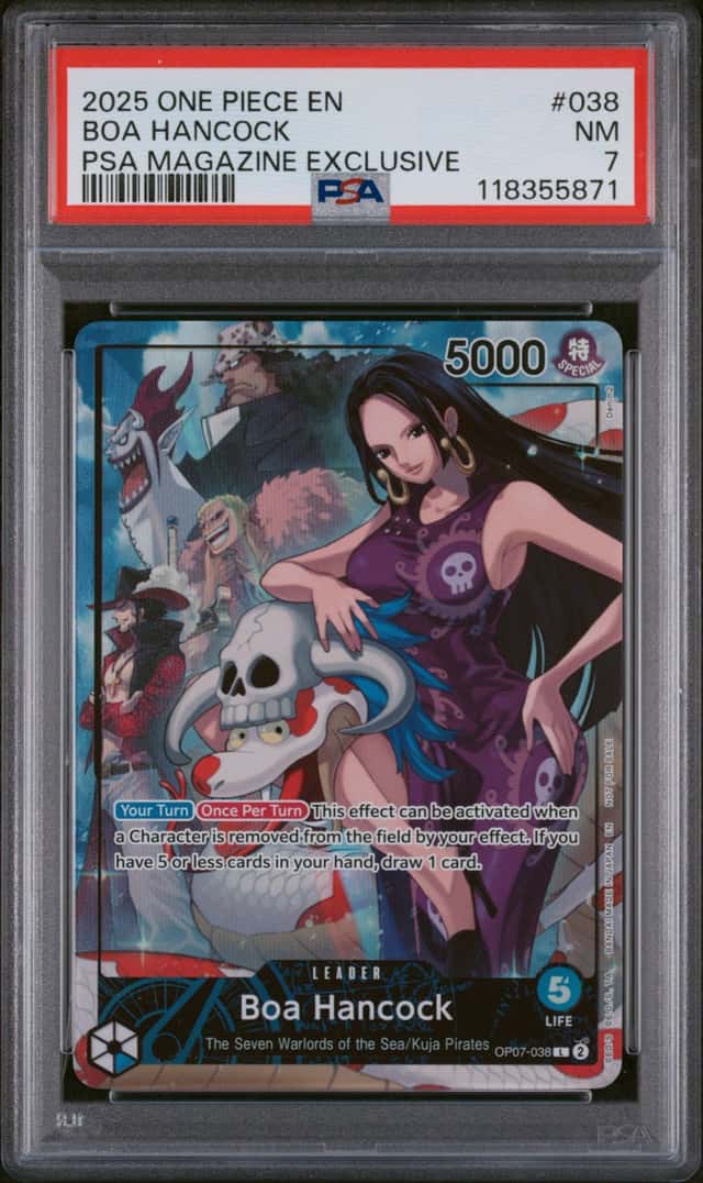 Bandai One Piece Card Game Boa Hancock OP07-038 Promo PSA Magazine 2025 PSA 7