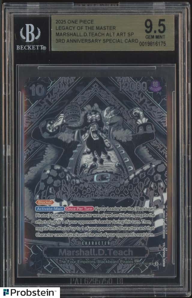 2025 One Piece OP12 EN 3rd Anniversary Silver #093 Marshall D Teach SP BGS 10