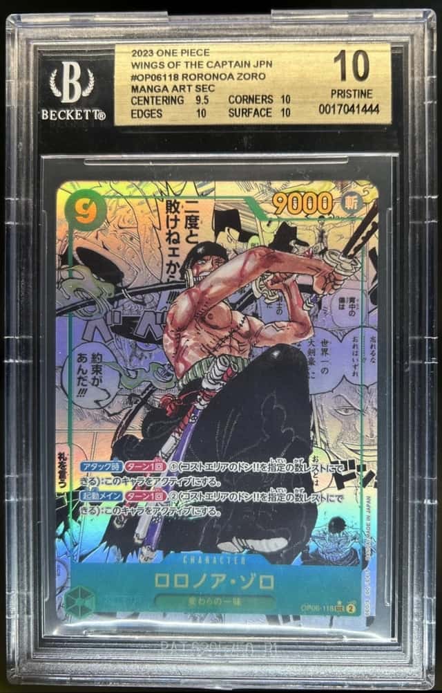 2024 One Piece Roronoa Zoro Secret Rare Manga Alt Art #OP06-118 BGS 10