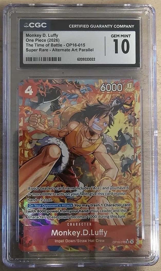 Monkey D Luffy Alt Art OP16-015 One Piece Time of Battle ENGLISH CGC 10 GEM MINT