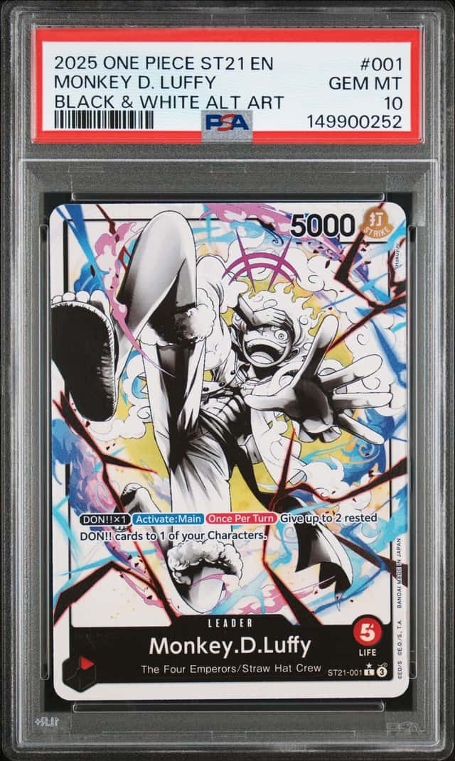 2025 One Piece Black & White Alt Art #001 Monkey D Luffy PSA 10 GEM MINT