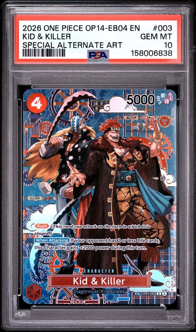 2026 ONE PIECE THE AZURE SEA'S SEVEN SPECIAL ALT ART #003 KID & KILLER PSA 10