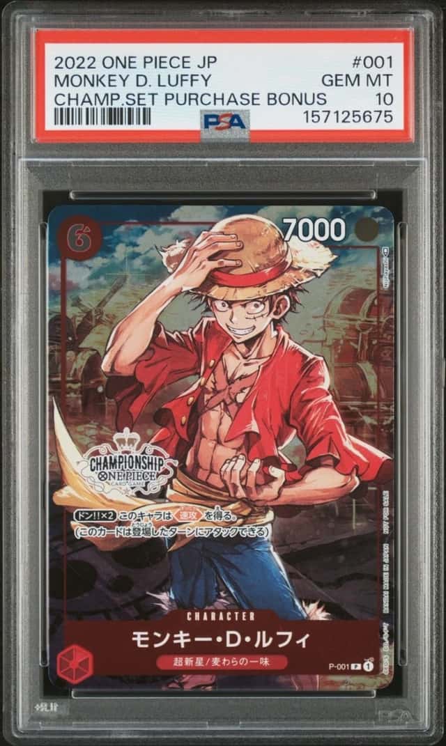 One Piece Japanese Monkey D Luffy Championship Purchase Bonus P-001 PSA 10 Gem