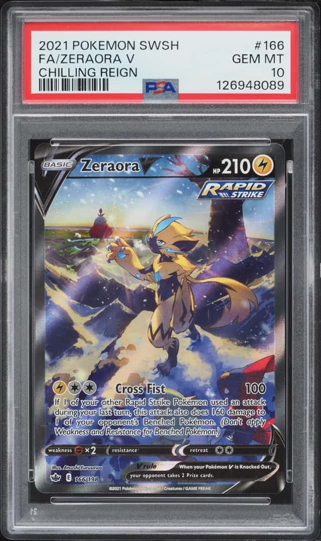 2021 Pokemon Sword & Shield Chilling Reign Alt Art Zeraora V #166 PSA 10 GEM MINT