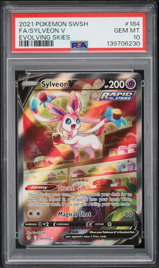 2021 Pokemon Sword & Shield Evolving Skies Full Art Sylveon V #184 PSA 10 GEM MINT