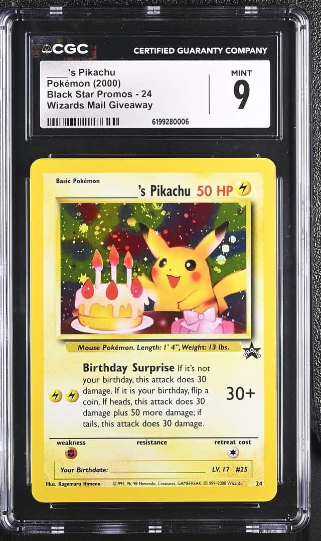 2000 Pokemon Black Star Promo Holo Birthday Pikachu #24 CGC 9 MINT