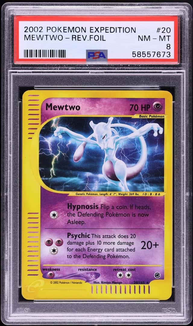 2002 Pokemon Expedition Reverse Holo Mewtwo #20 PSA 8 NM-MT
