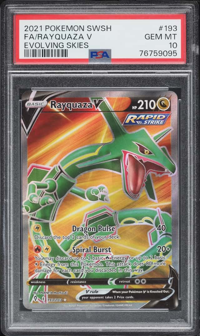 2021 Pokemon SWSH Evolving Skies Full Art Rayquaza V #193 PSA 10 GEM MINT