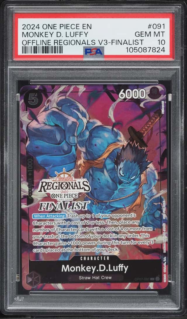 2024 One Piece Offline Regionals Pack Vol. 3 Finalist Monkey D. Luffy #OP07-091 PSA 10 GEM MINT