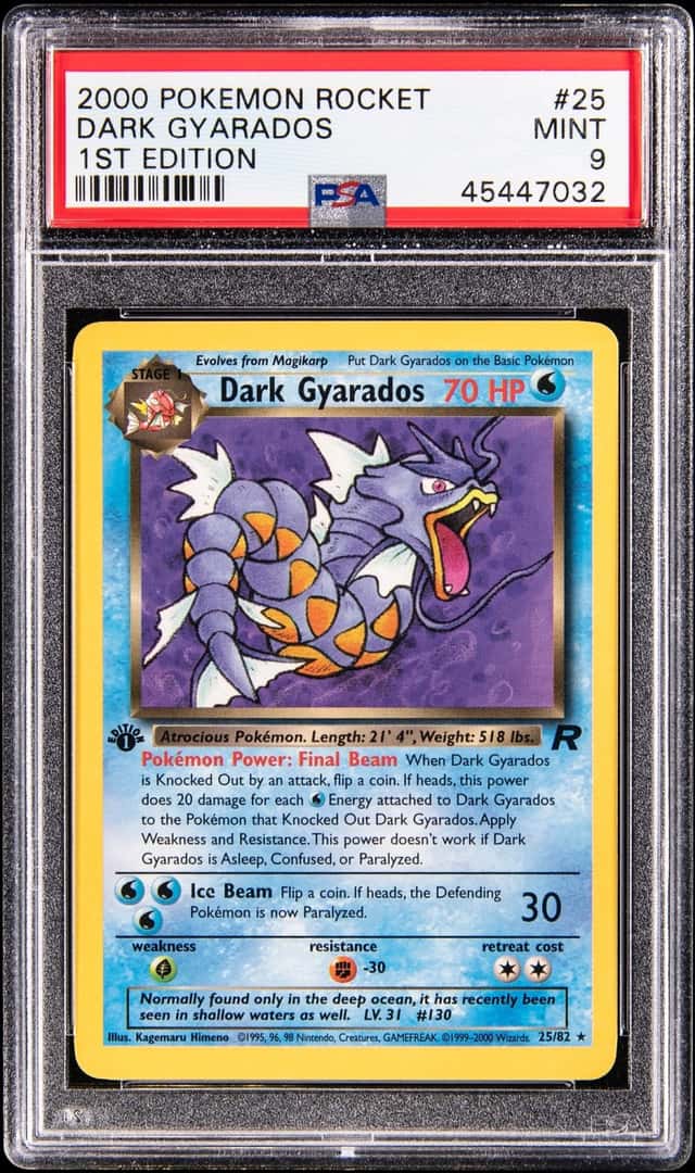 2000 Pokemon Team Rocket 1st Edition #25 Dark Gyarados - PSA MINT 9