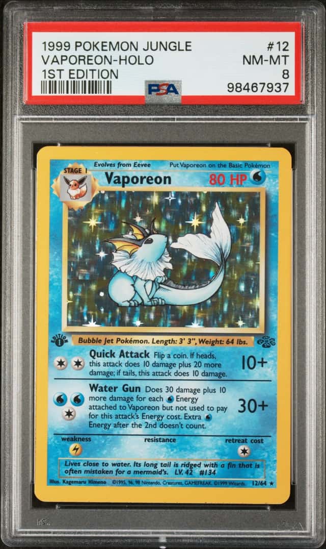 1999 Pokemon Jungle 1st Edition Holo Vaporeon #12