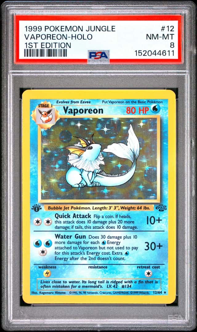 1999 Pokemon Jungle 1st Edition Holo Vaporeon #12