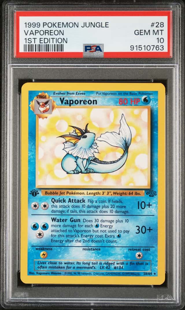 1999 Pokemon Jungle 1st Edition Vaporeon #28