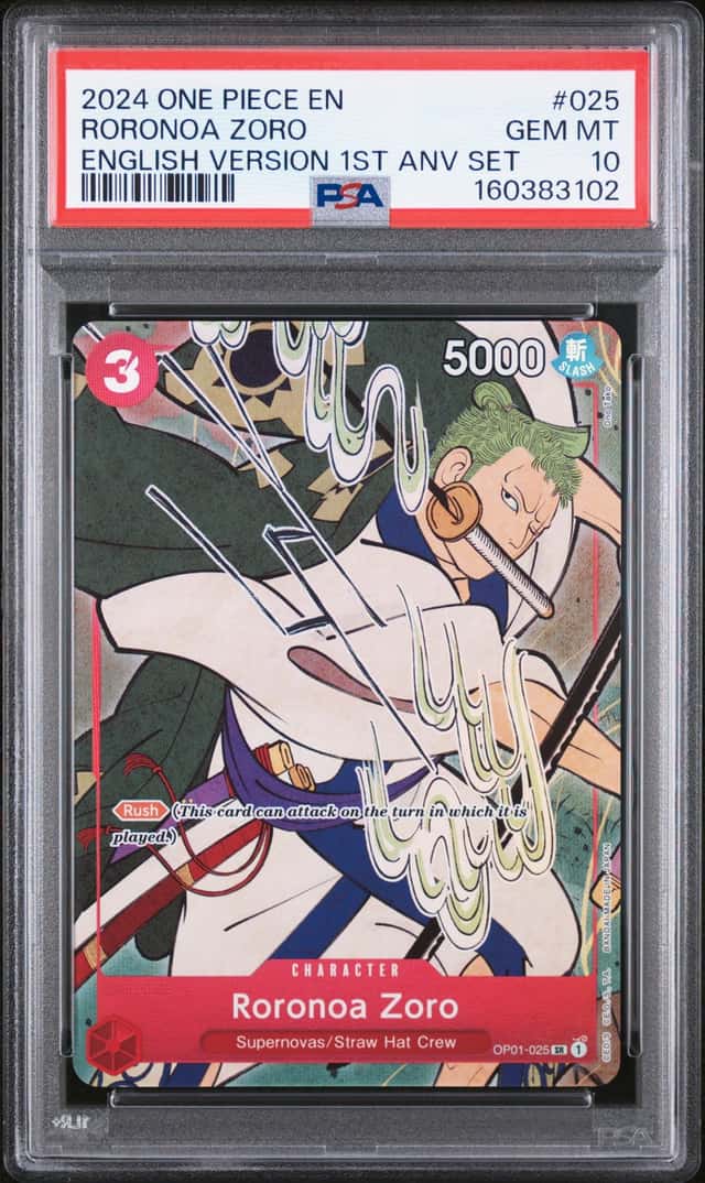 2024 One Piece EN 1st Anniversary Set #025 Roronoa Zoro PSA 10 GEM MINT