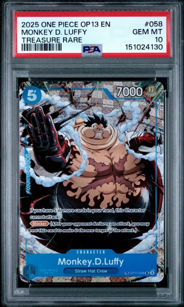 OP MONKEY D. LUFFY 2025 OP13-CARRYING ON HIS WILL #058 TREASURE RARE PSA 10