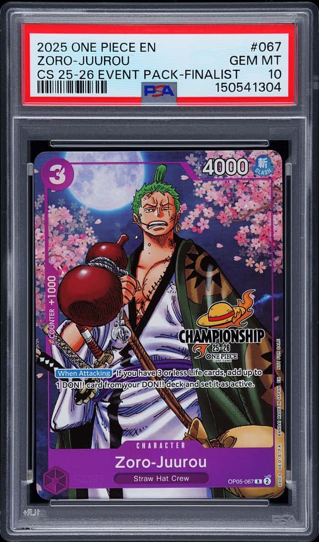 2025 One Piece EN CS 25-26 Finalist Black Stamp #067 Zoro Juurou PSA 10 GEM MINT