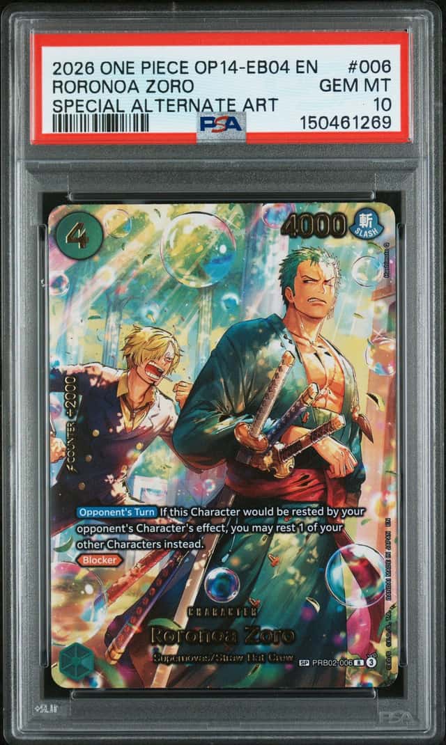 One Piece Roronoa Zoro One Piece Op14-Eb04-006 Special Alternate Art PSA 10