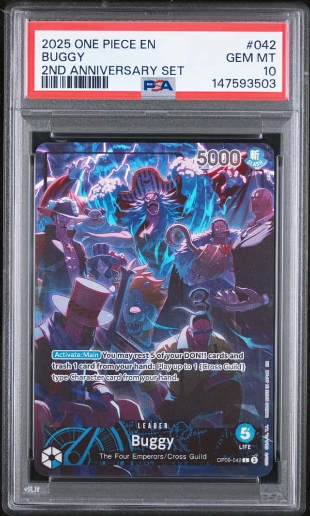 2025 ONE PIECE ENGLISH VERSION 2ND ANNIVERSARY SET #042 BUGGY PSA 10