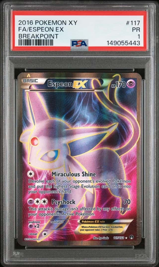 2016 POKEMON XY BREAKPOINT #117 FULL ART/ESPEON EX PSA 1