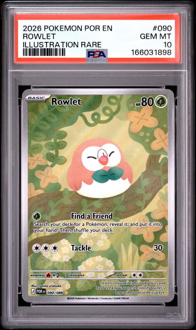 2026 POKEMON POR EN-PERFECT ORDER 090 ROWLET ILLUSTRATION RARE PSA 10