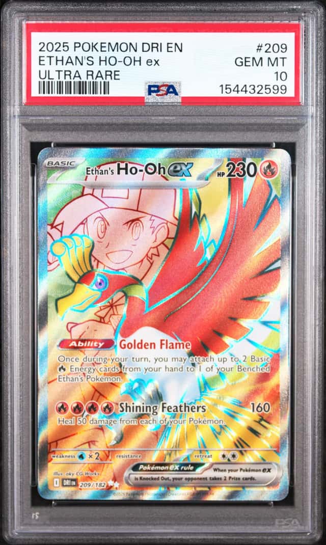 PSA 10 2025 POKEMON DRI EN-DESTINED RIVALS #209 ETHAN'S HO-OH EX ULTRA RARE
