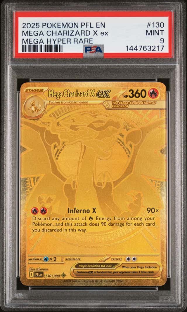 PSA 9 Mega Charizard X EX 130/094 Mega Hyper Rare Pokémon 2025 Phantasmal Flames