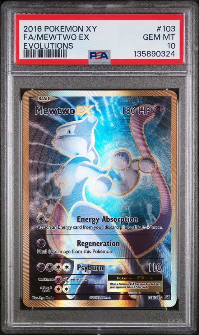 Pokemon 2016 Evolutions Mewtwo EX 103/108 Full Art Holo Ultra Rare PSA 10