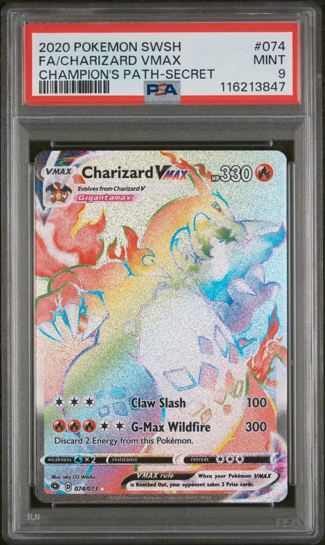 Pokemon PSA 9 Charizard VMAX 074/073 Champion's Path EN Holo Secret 2020