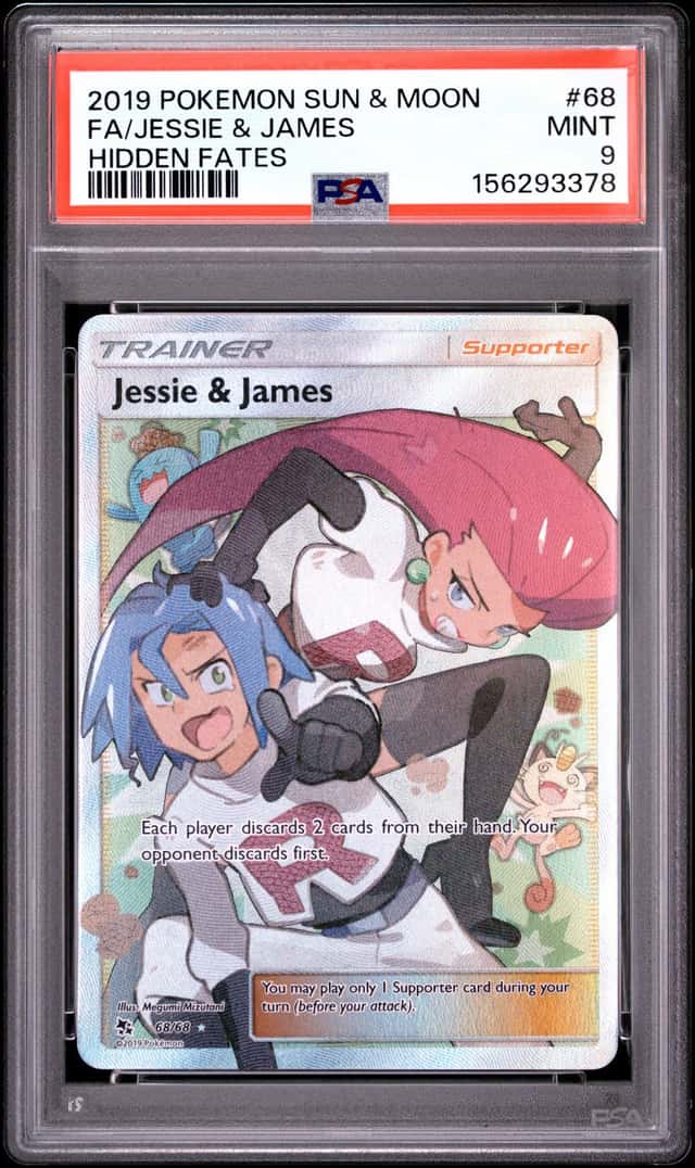 2019 POKEMON SUN & MOON HIDDEN FATES #68 FA/JESSIE & JAMES PSA 9
