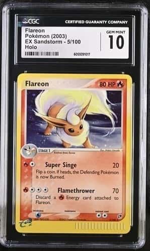 Pokémon Flareon 2003 EX Sandstorm 5/100 HOLO CGC 10