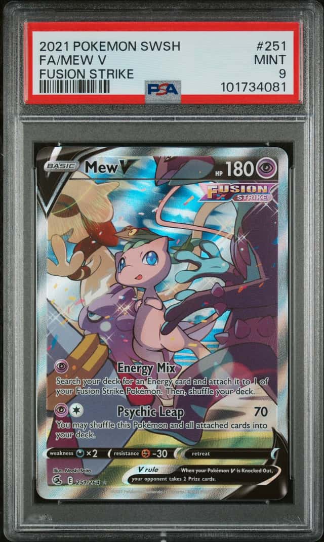 POKEMON /MEW V 2021 SWORD & SHIELD FUSION STRIKE #251 FA PSA 9