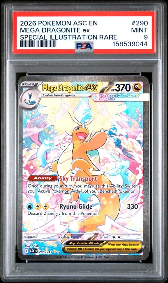 2026 POKEMON MEGA DRAGONITE ex SPEC ILLUS RARE EN-ASCENDED HEROES #290 PSA 9