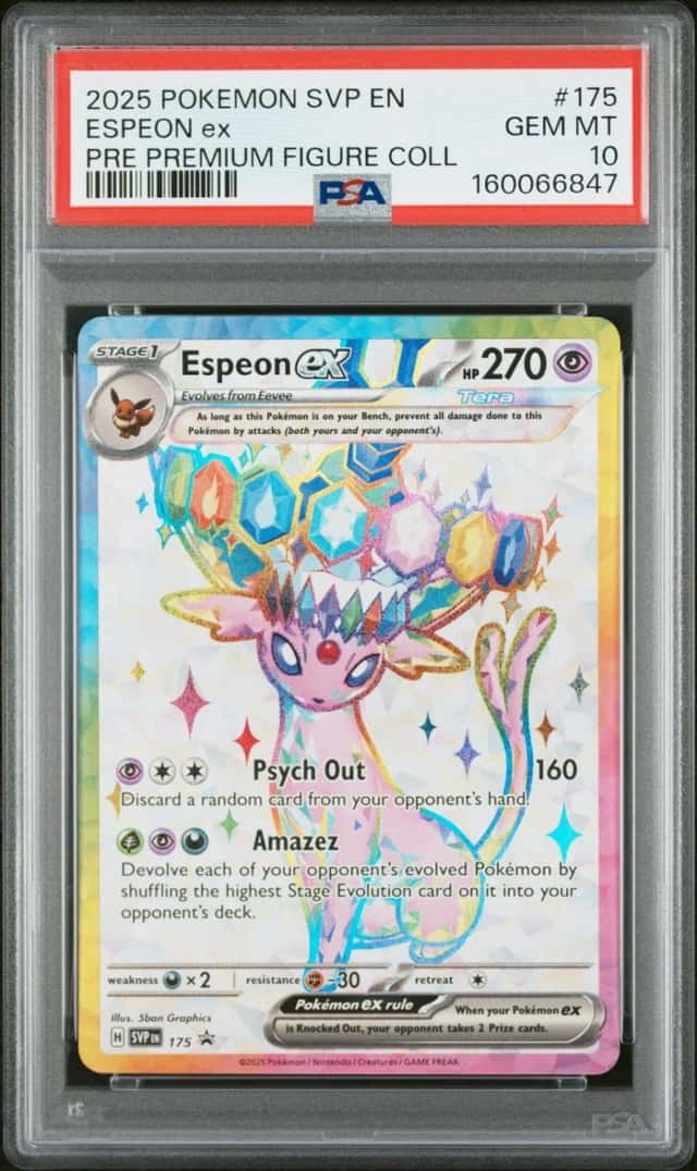 2025 POKEMON PRISMATIC EVOLUTIONS PREMIUM FIGURE COLLECTION ESPEON EX PSA 10