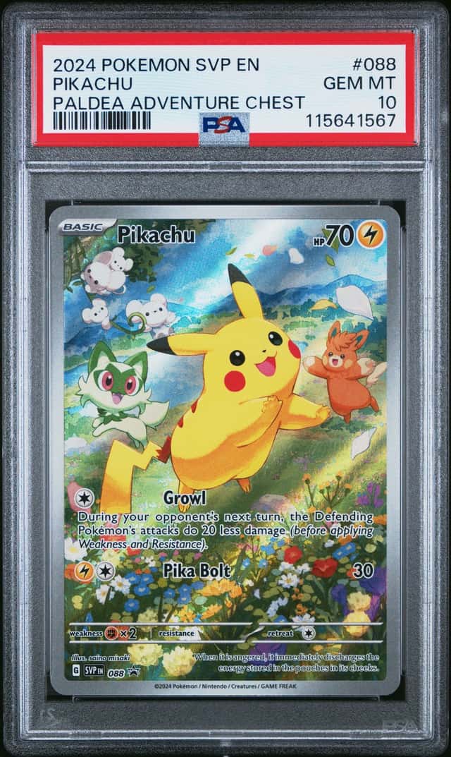 Pokemon Svp EN-SV Black Star Promo #088 Pikachu Paldea Adventure Chest PSA 10