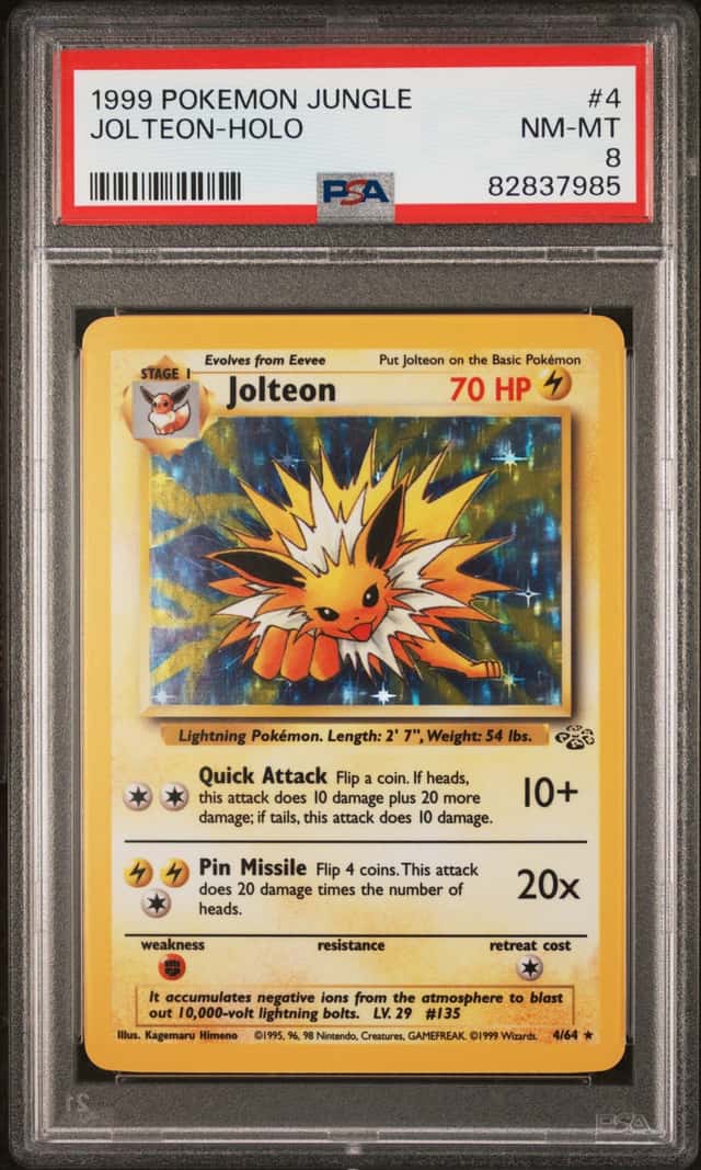 1999 Pokémon TCG Jolteon Jungle Holo Card 4/64 PSA 8
