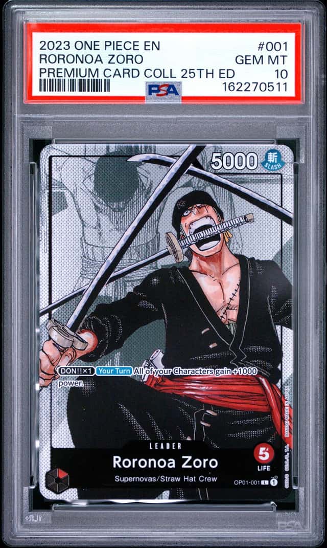 2023 ONE PIECE PREMIUM CARD COLLECTION 25TH EDITION #001 RORONOA ZORO PSA 10