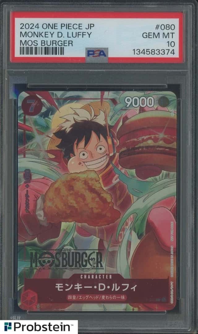 2024 One Piece Japanese Mos Burger #080 Monkey D Luffy PSA 10 GEM MINT