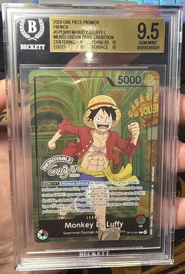 2026 One Piece Monkey D Luffy OP13-001 Grevin Museum Promo BGS 9.5 Gem Mint