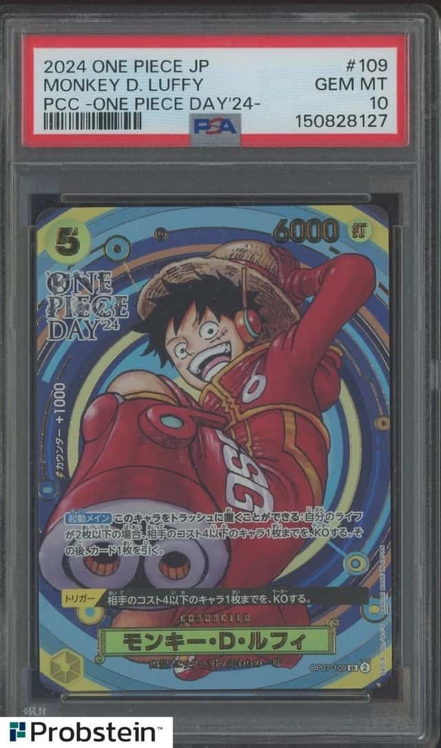 Auction #8 2024 One Piece Japanese PCC One Piece Day #109 Monkey D Luffy PSA 10