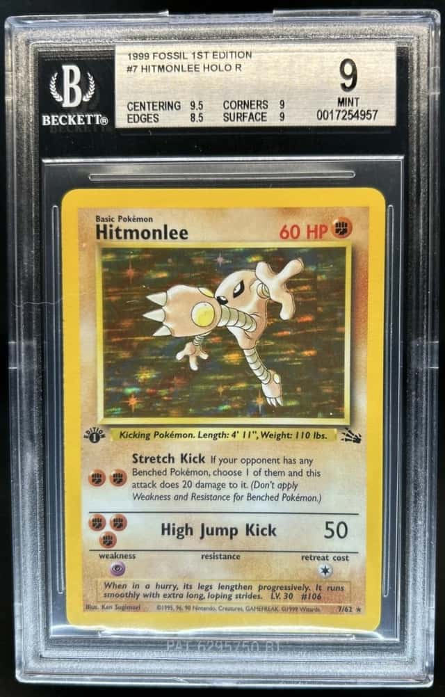 1999 Pokemon Fossil 1st Edition Hitmonlee #7/62 BGS 9