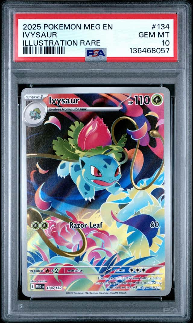 2025 Pokémon MEG EN IVYSAUR ILLUSTRATION ART RARE PSA 10 GEM #134/132