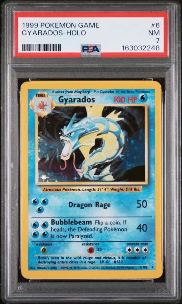 1999 POKEMON BASE SET UNLIMITED #6 GYARADOS-HOLO PSA 7