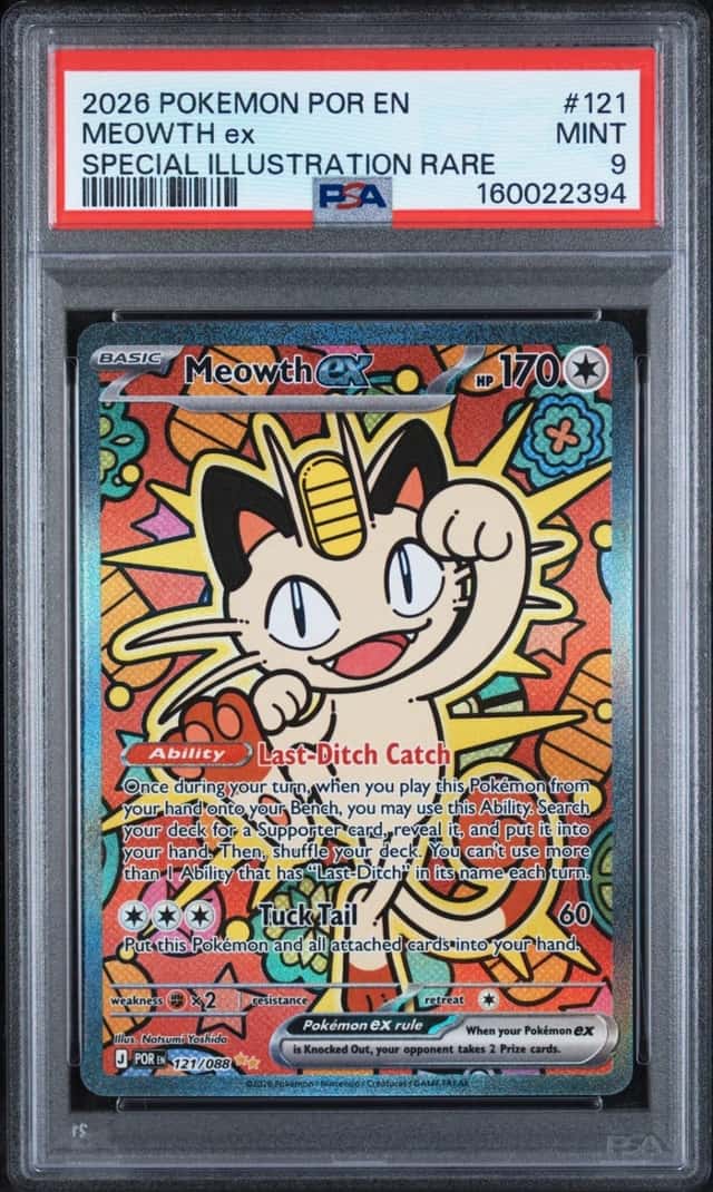 2026 POKEMON POR EN-PERFECT ORDER SPECIAL ILLUSTRATION RARE #121 MEOWTH EX PSA 9