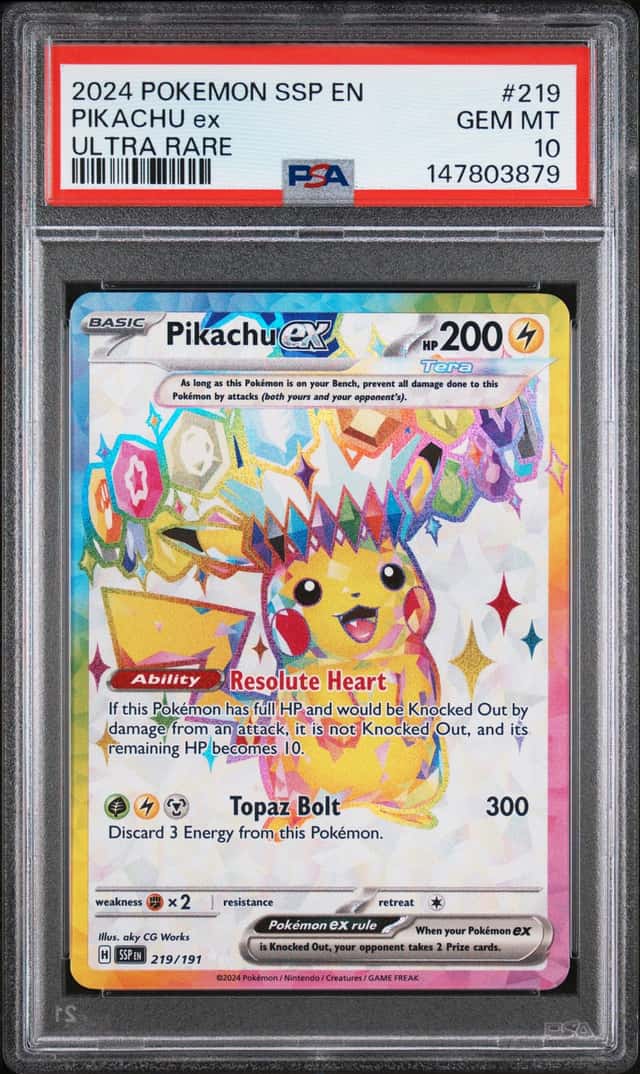 2024 Pokemon Surging Sparks Pikachu Ex #219/191 PSA 10 GEM MINT GEM MINT