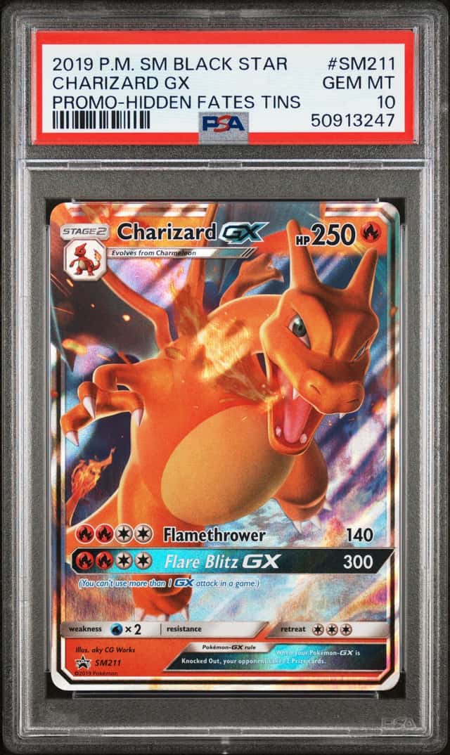 Pokémon TCG Charizard GX SM211 Black Star Promo Holo Card Hidden Fates PSA 10