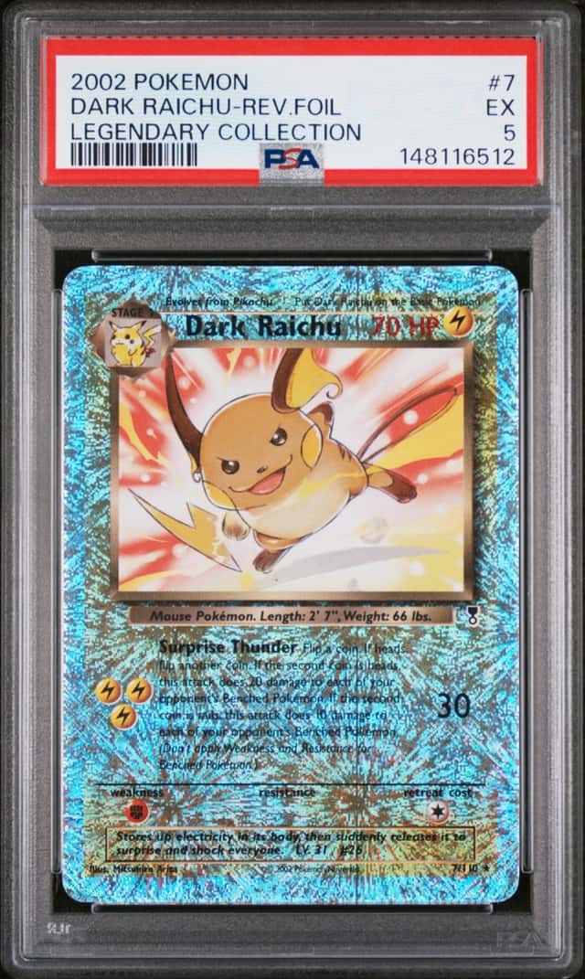6512 Dark Raichu 2002 Pokemon Legendary #7 Reverse Holo PSA 5