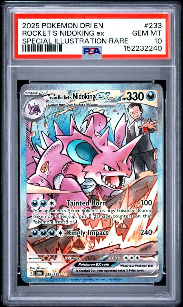 2240 Team Rocket's Nidoking ex 2025 Pokemon Destined Rivals #233 SIR PSA 10